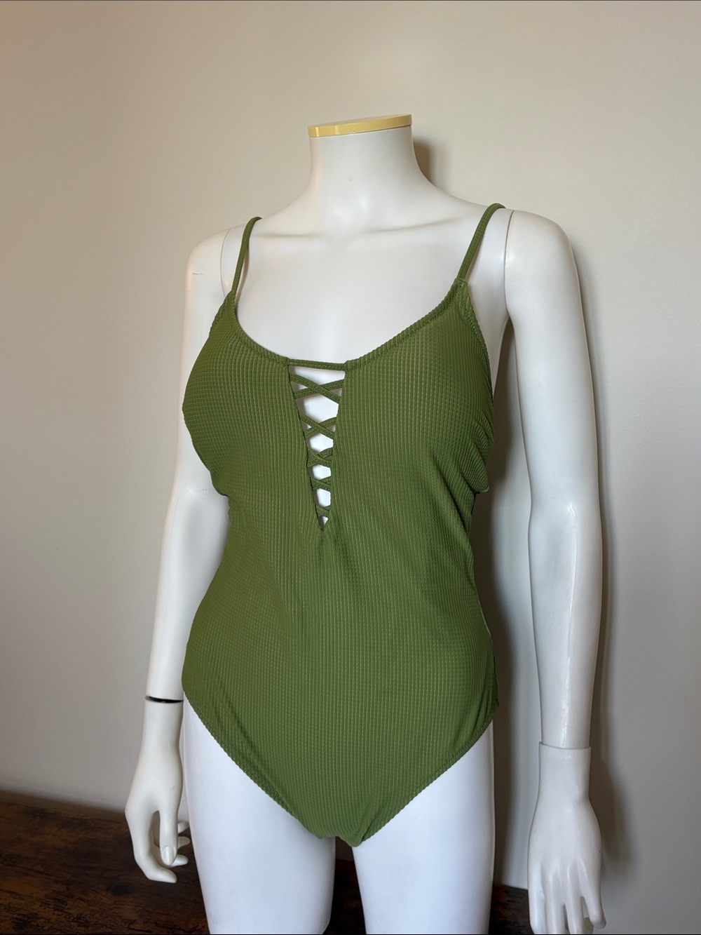 Olive Green One-Piece Swimsuit XL NWT .